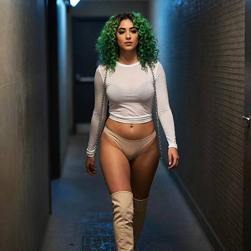 Bold Woman in Dimly Lit Alley