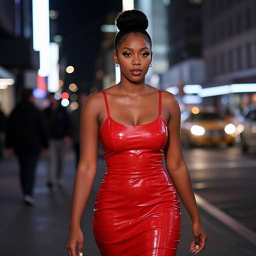 Confident Black Woman Neon City Walk