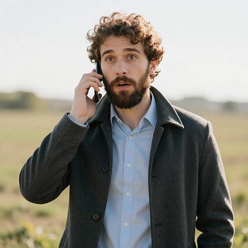 Surprised Man in Sunlit Field