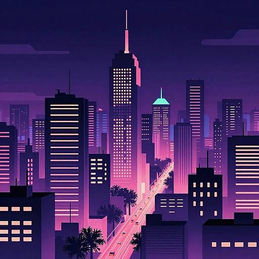 Neon Cityscapes in MSPaint Style