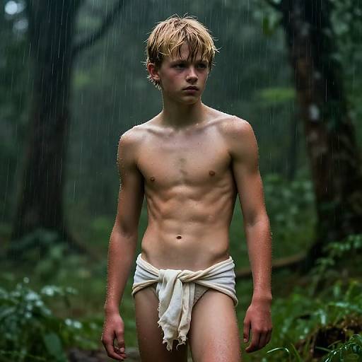 Adolescent Boy Lost in Rainforest