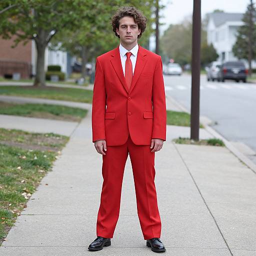 Red Crayola Costume on Sidewalk
