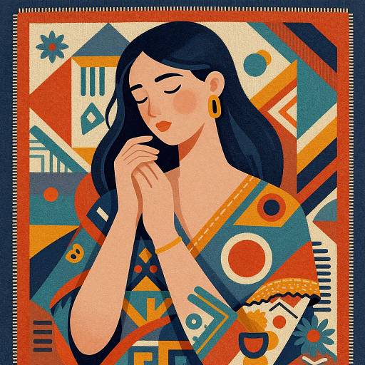 Vibrant Geometric Woman Illustration