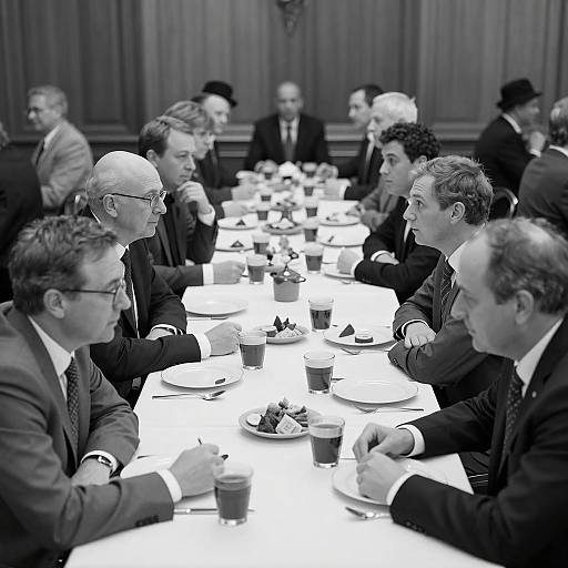 Formal Dining Scene in Black and White