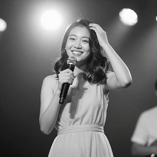 Halo-Lit Joyful Singer on Stage