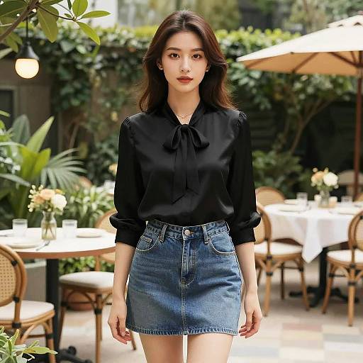 Svelte Woman in Chic Brunch Outfit