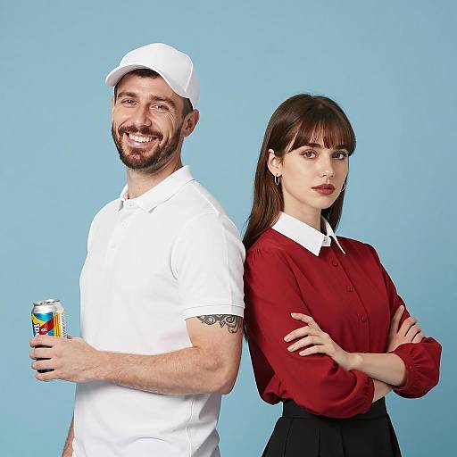 Man and Woman Standing Back-to-Back