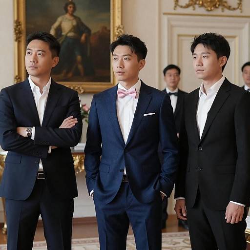 Three Men in Ornate Formal Suits