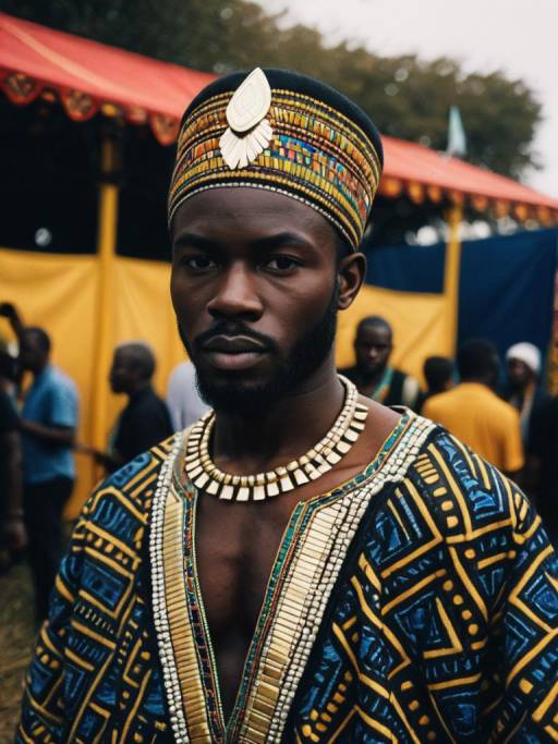 Vibrant Man in African Festival Attire