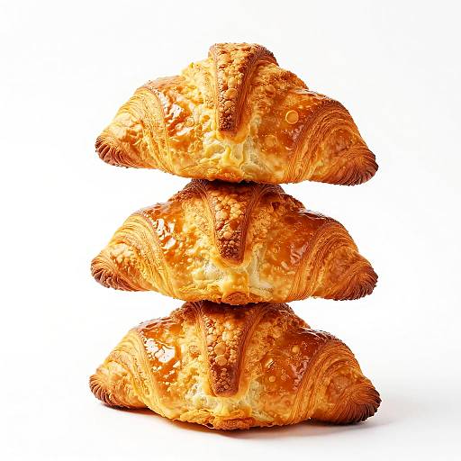 Stack of Flaky Golden Croissants