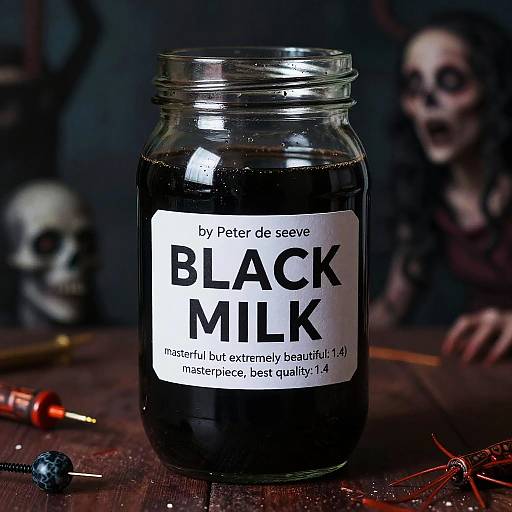 Photograph of a glass jar labeled 