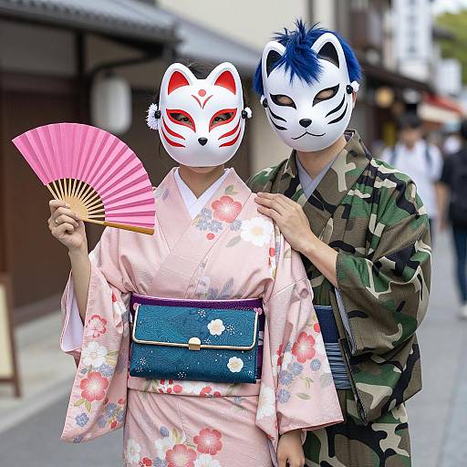 Traditional Japanese Attire in Urban Setting
