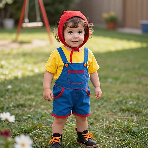 Cheerful Child in Sunny Backyard