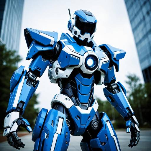 Futuristic Blue Mech Suit Cosplay