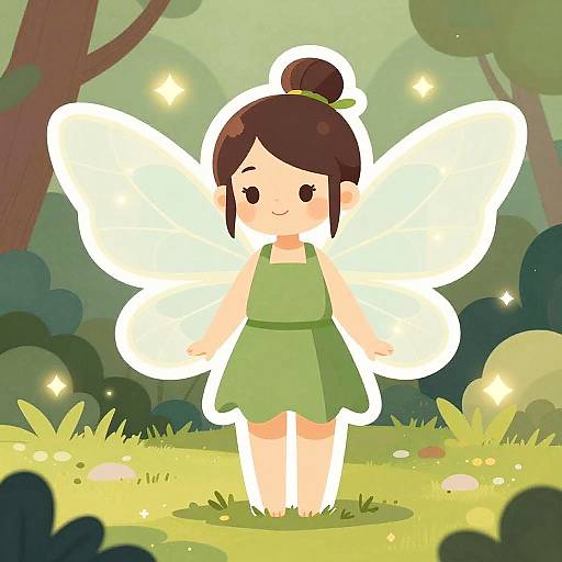 Whimsical Friendly Garden Fairy Sticker