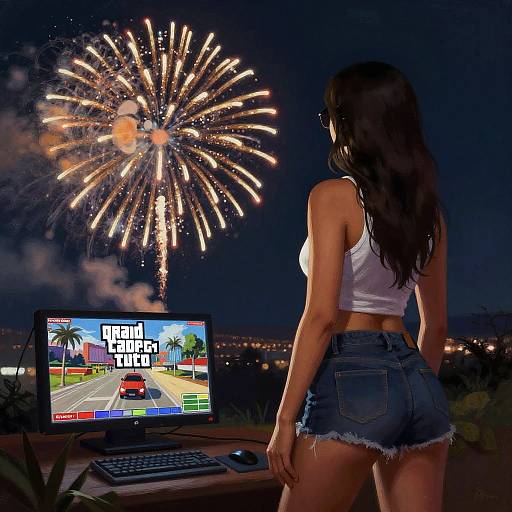 Surreal Fireworks Viewpoint Portrait