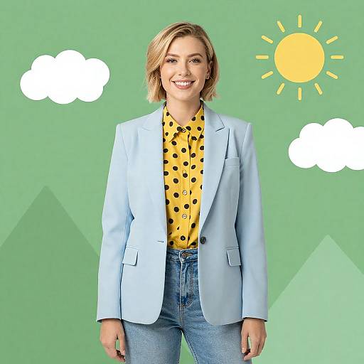 Cheerful Woman in Colorful Background