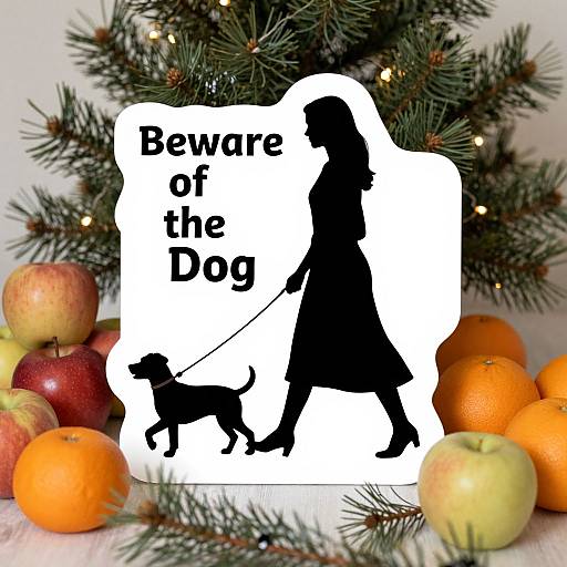 Silhouette of woman walking dog, 