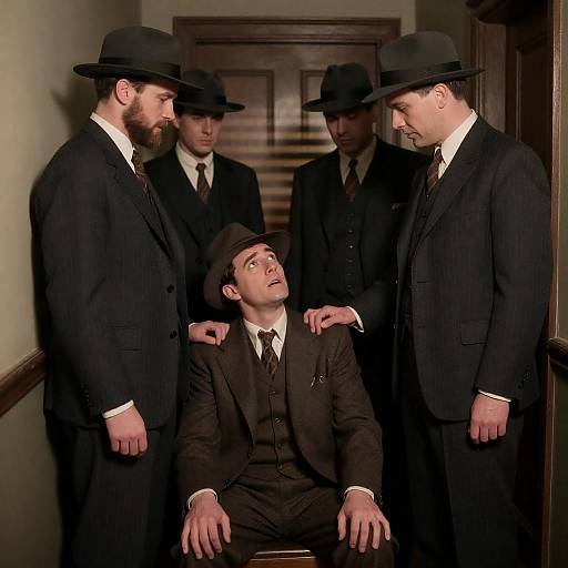 Vintage Film Noir Hallway Confrontation