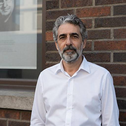 Middle-Aged Man Portrait Against Brick Wall