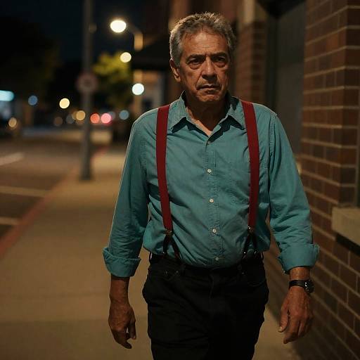 Urban Nightscape: Intense Middle-Aged Man