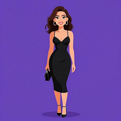 Chic Woman in Black Bodycon Dress