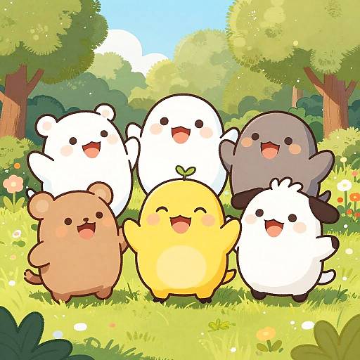 Cheerful Animal Friends in Sunny Park