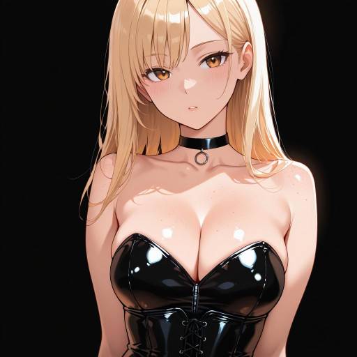 Elegant Blonde Girl in Shiny Leotard