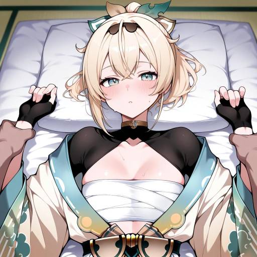Blonde Virtual YouTuber Relaxing on Futon