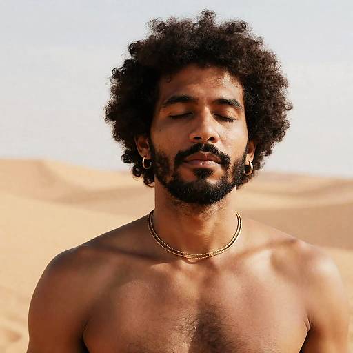 Serene Desert Portrait of a Middle-Aged Man