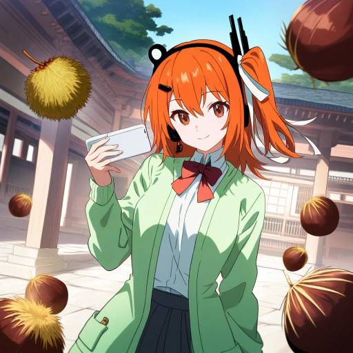 Anime Cowboy in School Uniform at Temple