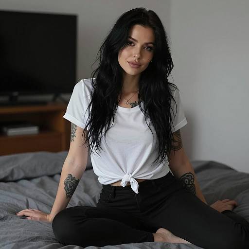 Moody Portrait of a Tattooed Woman