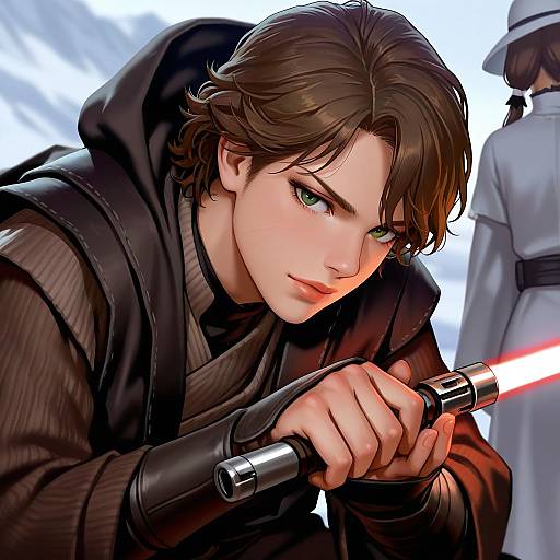 Illustration of Anakin skywalker, star wars in the style of As109