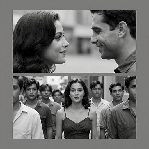 Split-Frame Noir Romance Movie Poster