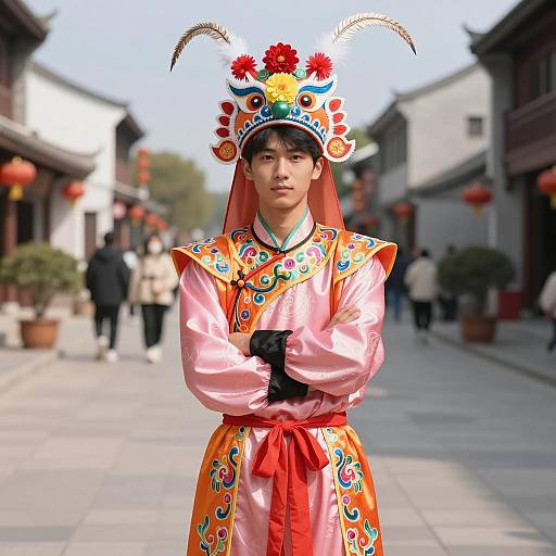 Young Man in Traditional Chinese Festival Costume