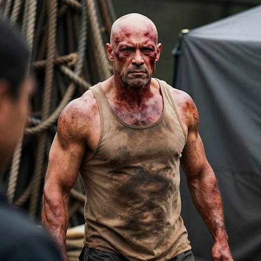 Muscular Man in a Gritty Setting