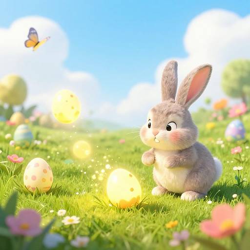 Cheeky Easter Bunny in Fantasy Meadow