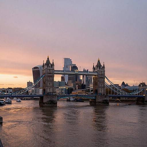 Sunset over Tower Bridge and London Skyline
