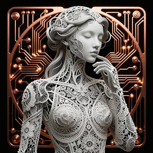 Mackintosh-Inspired Androgynous Filigree Android Portrait