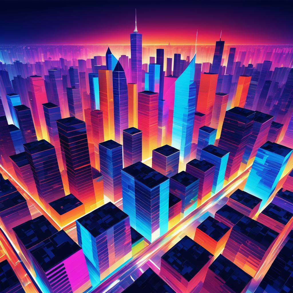 Vibrant Abstract Urban Skyline Artwork