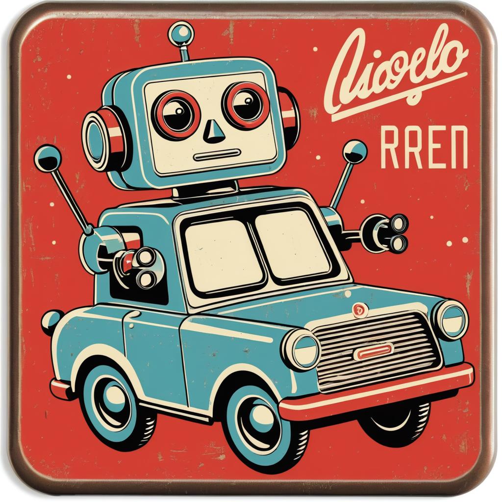 Quirky Vintage Robot Magnet Design