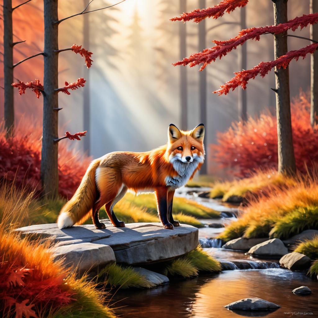 Majestic Red Fox in Autumn Landscape