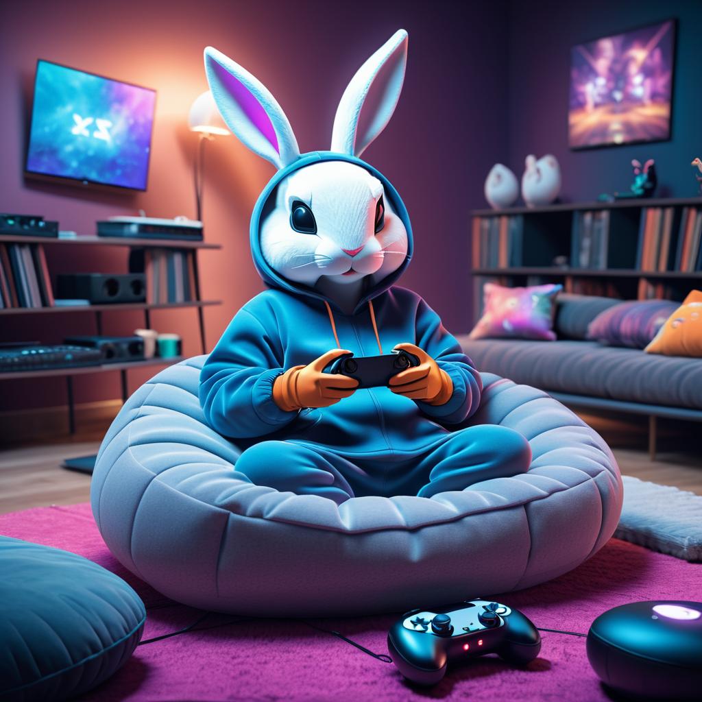 Chill Virtual Reality Rabbit Gamer Scene