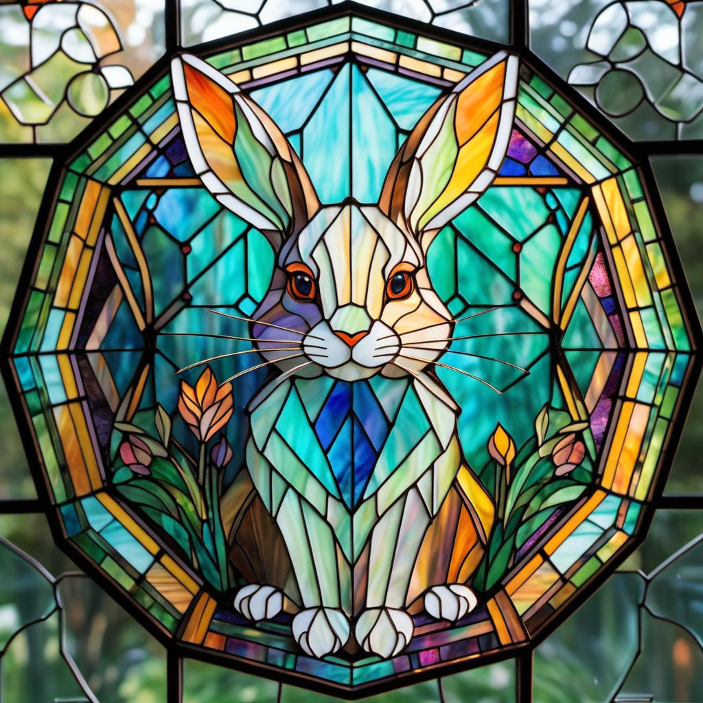 Charming Rabbit in Ghibli Stained Glass