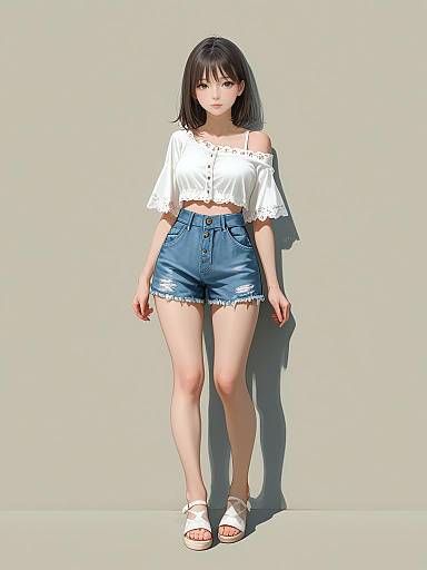 Realistic Woman in Casual Summer Outfit