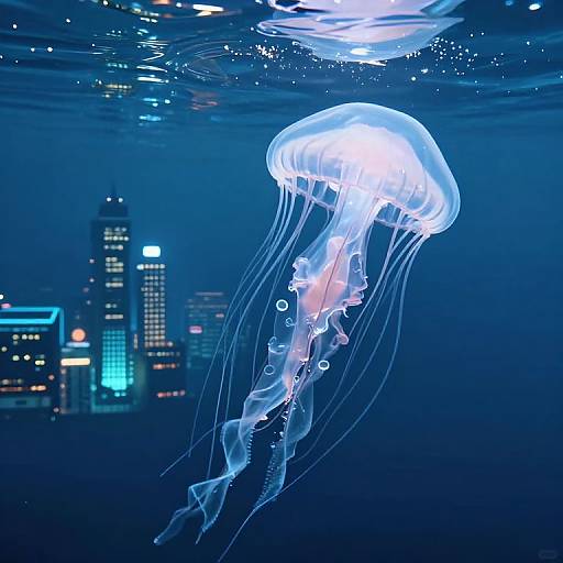 Translucent Jellyfish City Beneath Mercury Sky