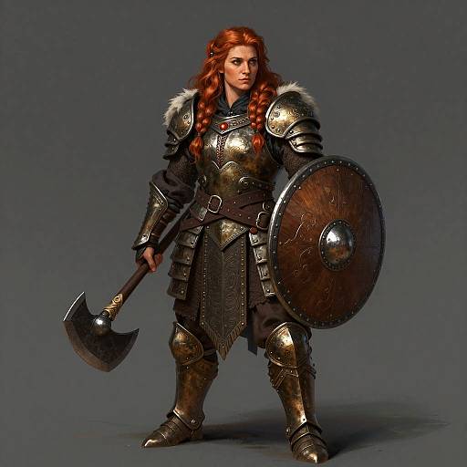 Sturdy Female Dwarf Shieldmaiden Illustration