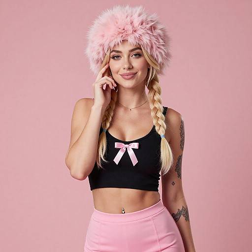 Confident Blonde in Pink Fashion