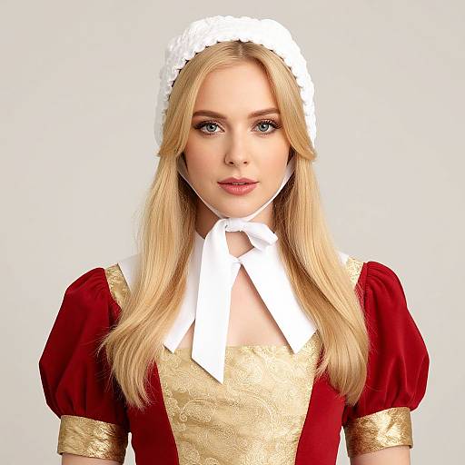 Blonde Woman in Elegant Red Dress