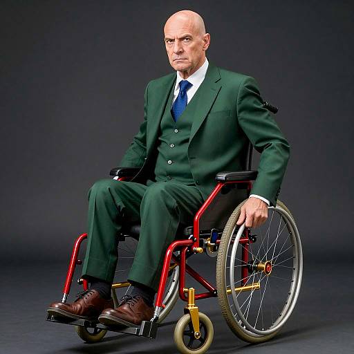 Stern Man in Elegant Wheelchair Portrait